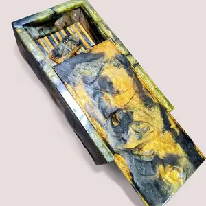 custom poured resin Domino's set with matching custom slide lid  Domino's box