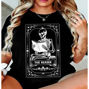 The Reader Tarot Card Shirt, Skeleton Reading Shirt, Unisex Tarot Card Shirt, Book Lover Gift, Bookish Gift,Tarot Lover Gift