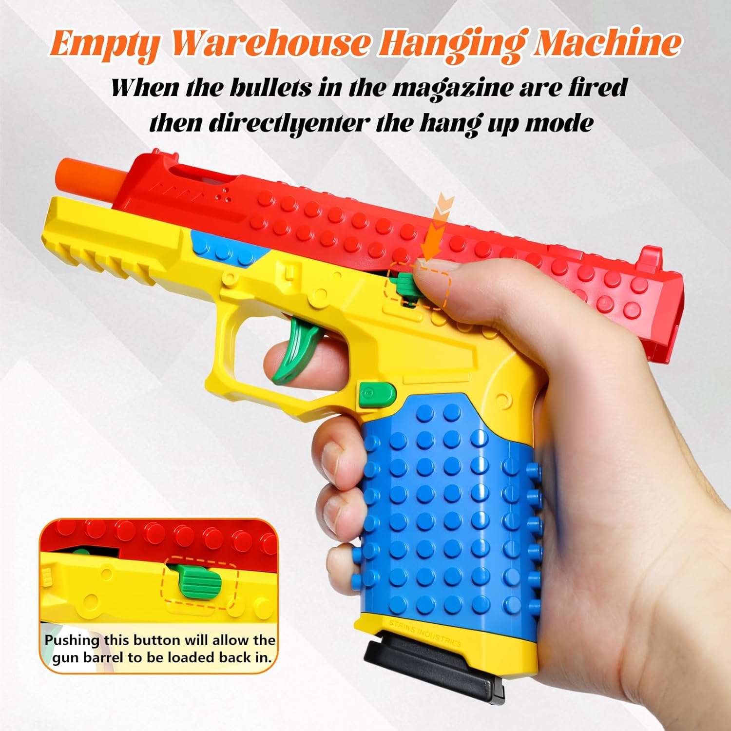 Building Block Toy Gun Pistol, Automatic Shell Ejecting Toy Gun, DIY Mini Blaster Fidget Gun Shooting Games Education Model Fake Gun Gifts for Halloween Christmas Birthdays