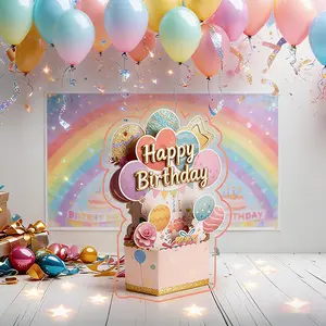 3D pop-up birthday cards | Cartoon animal party theme | Creative surprise gifts for girlfriends/boyfriends, wives/husbands, parents and friends; Paper collection card, environmental protection design.