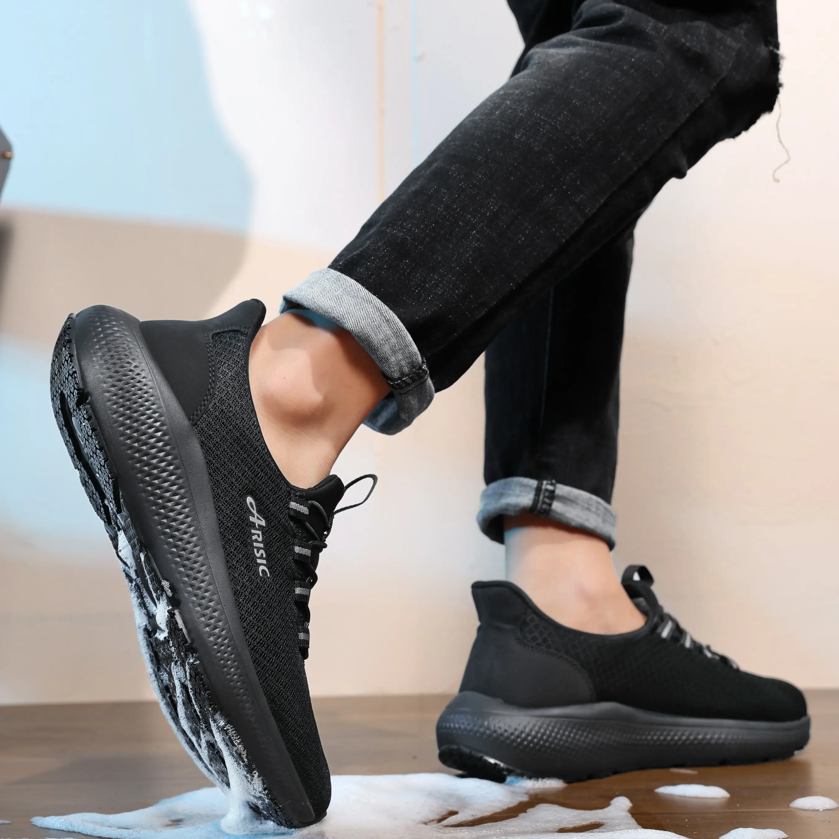 Men's Mesh Sports Shoes, Lightweight Fashionable Closed-Toe Cross Trainers for Running, Walking, Fitness (Suitable for Casual & Active Scenarios), Walking Shoes, Athletic, Training, Breathable, Minimalist, Cushioned, Sporty Chic, Slip Resistant