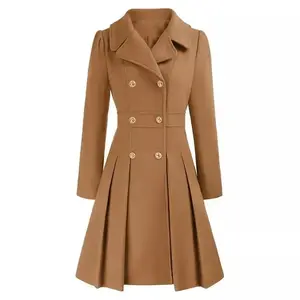 2025 Autumn/Winter Selected Women's Trench Coat - Lapel, Double-Breasted, Pocketed A-Line Pea Coat(Sheets)