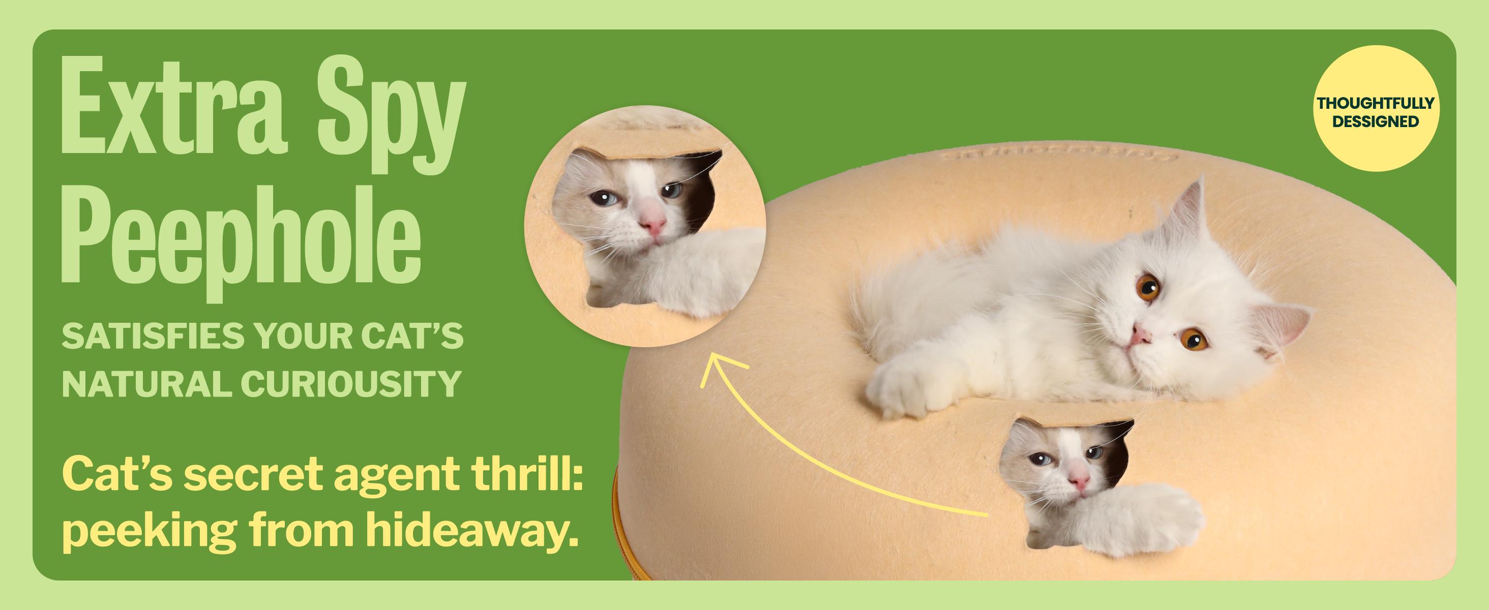 CATTASAURUS Peekaboo Cat Cave for Multiple & Large Cats Up to 30-45 Lbs, Scratch Detachable & Washable Tunnel Bed, Comfy Donut Cat Cave