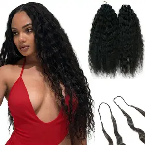 Wet and Wavy Super Wave Knotless Pre-Separated Feather Crochet Hair Extensions Human Hair Water Wave Crochet Hair Machine Made Feather Human Hair Extension Human Hair Water Wave Crochet Hair Natural Color  Feather Crochet Hair Extensions