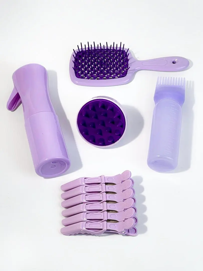 All in One Hair Kit - Lavender Heatless Haircare Set for Salon-Quality Results - Versatile Styling Tools for All Hair Types - US Version