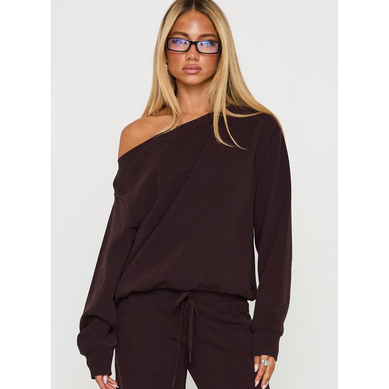 Wellness Off The Shoulder Jumper Brown
