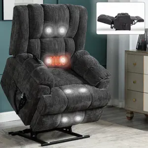 Oversized Lift Chairs Recliner for Elderly with Massage and Heat, Overstuffed Wide Recliners, Recliner Chairs for Adults, Heavy Duty and Safety Motion Dual Motor Heat Massage Infinite Position Up to 350 LBS