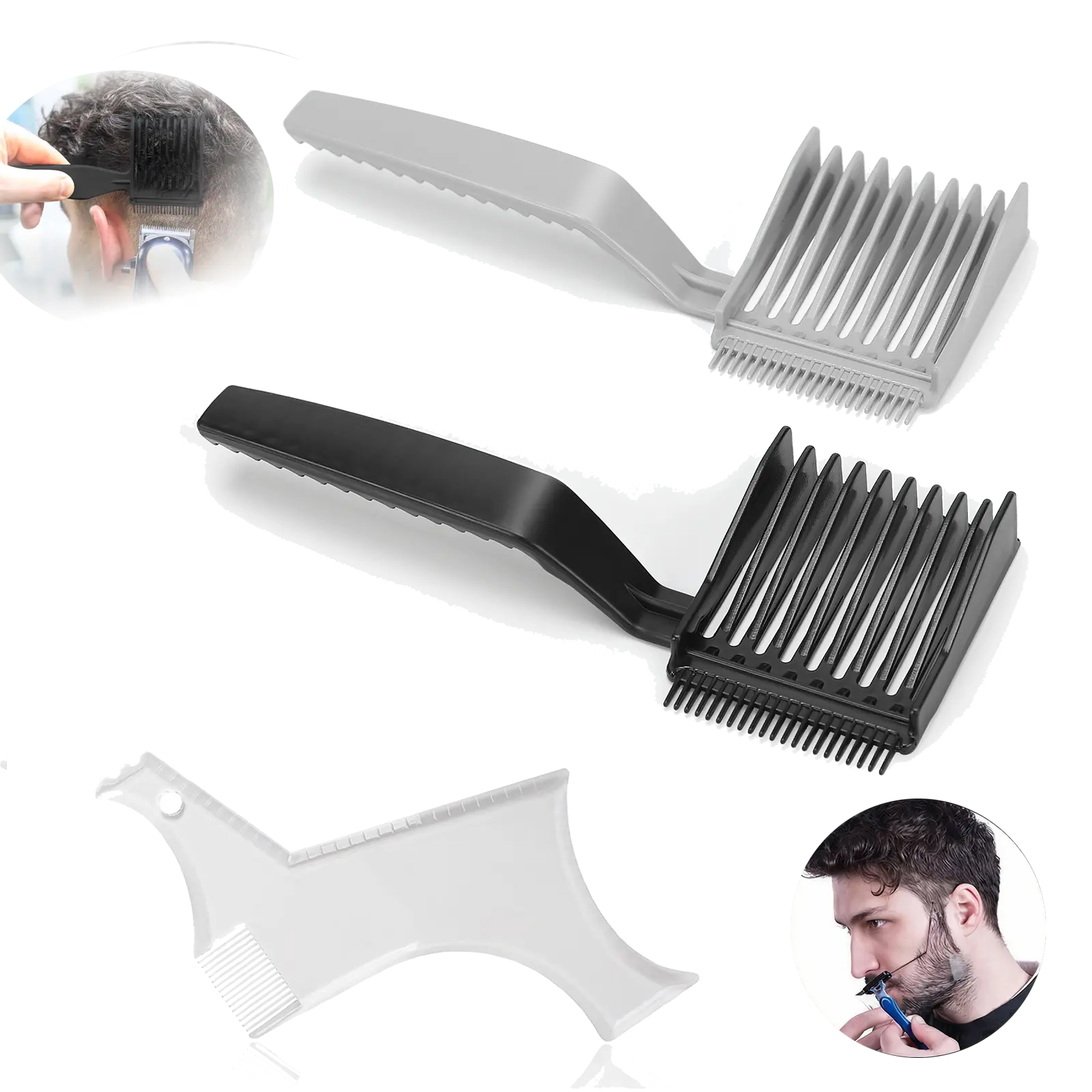 2 Pack Professional Barber Comb for Home or Salon or Professional Use, Barber Fade Combs, Barber Cutting Comb, Two Handles