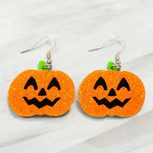 Halloween Jack-o’-lantern Pumpkin Glitter Earrings accessories women