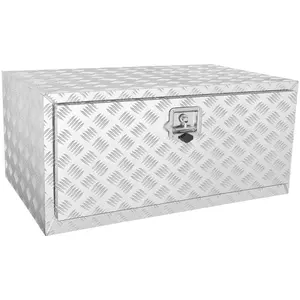 Underbody Truck Box 36"×24"×24" Pickup Storage Box, Heavy-Duty Aluminum Diamond Plate Tool Box With Lock And Keys, Waterproof Trailer Storage Box With T-Handle Latch For Truck, Van, Trailer, SUV And Equipment