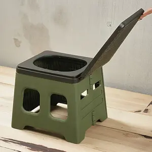 Portable Upgrade Foldable Toilet for Camping Travel Emergency Use, Odor-Resistant Durable PP Material, Small Design with Lid and Waste Storage
