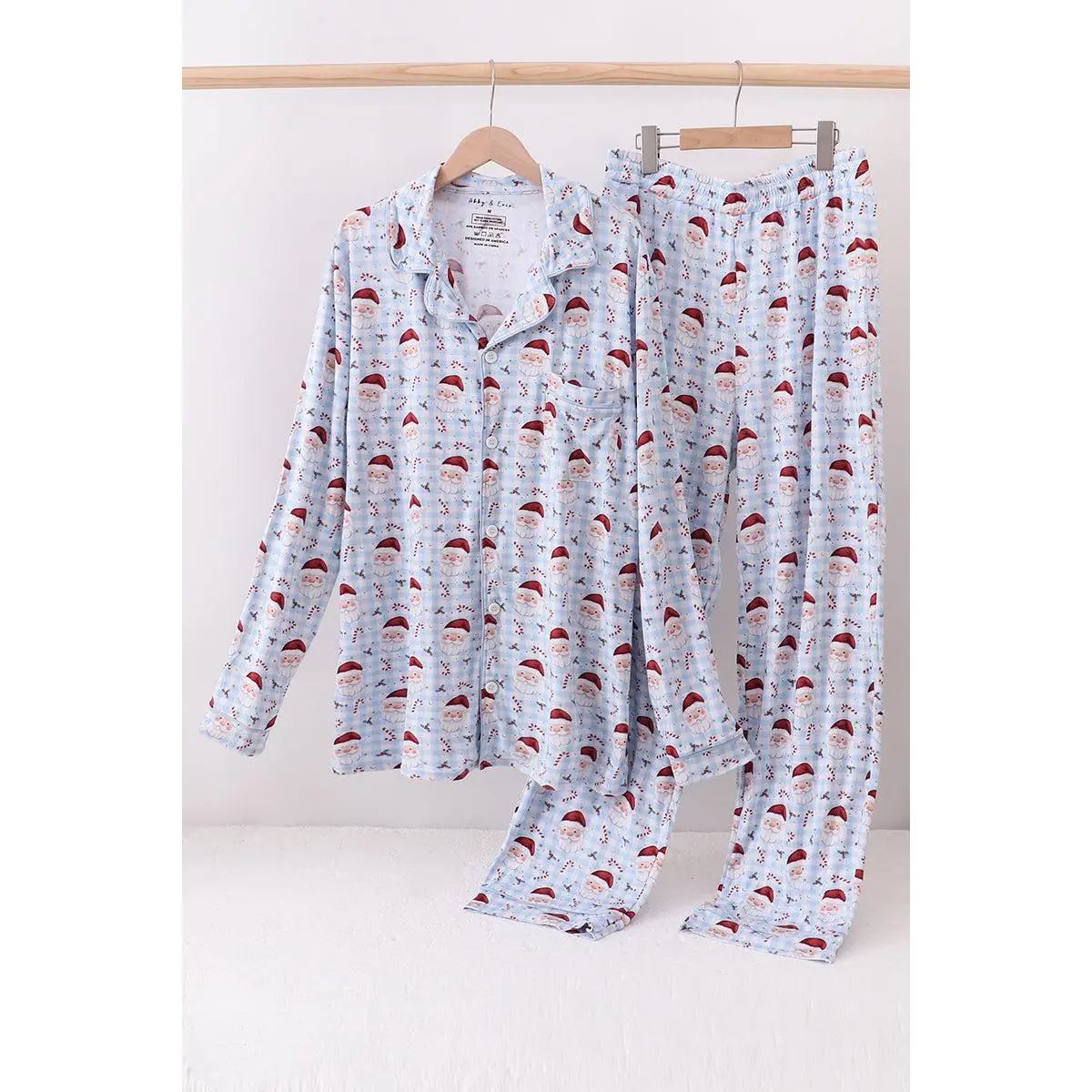 Blue santa claus bamboo dad pajamas set