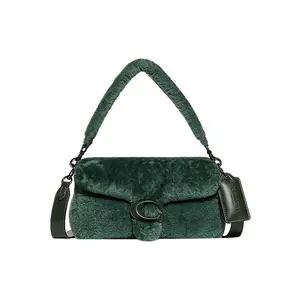 COACH Pillow 26 Buckle Flap Top Closure Wool Leather Handbag Crossbody Shoulder Bag for Women in Green