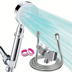 5 Modes Handheld Shower Head Set, Including 59 Inch Shower Hose & Leak Stopper & Holder & Accessories, Bathroom Shower Equipment