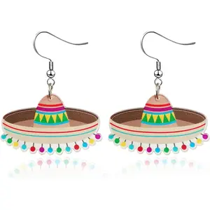 Cinco De Mayo Earrings for Women Mexico Fiesta Earrings Colorful  Pinatas Sombrero Cactus Guitar Maracas Drop Earrings Mexican Cinco De Mayo Dangle Earrings Mexican Theme Carnival