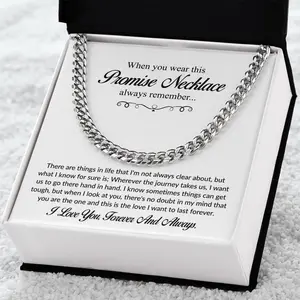 To My Boyfriend: Promise Necklace - Boyfriend Birthday Christmas & Valentine's Gift Men Cuban Chain Necklace
