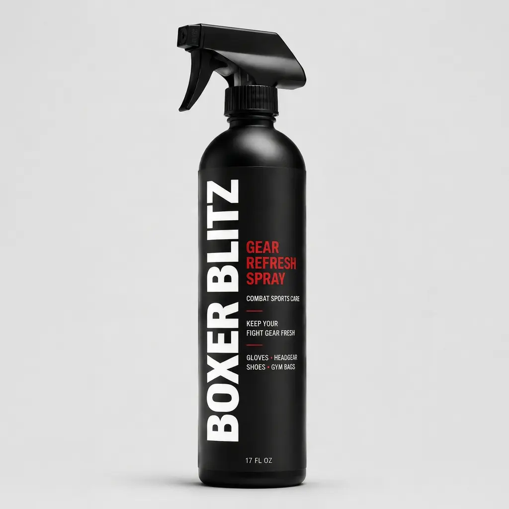 Boxer Blitz Gear Refresh Spray – Sports Equipment Deodorizer for Boxing Gloves, MMA Gear, Shin Guards, Headgear & Gym Bags (16.9 oz / 500 mL)