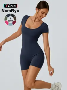 2024 Summer New Women's Slim Hip Lifting Sporty Jumpsuit Sexy Backless Short Sleeveless  Bodysuit Sportswear Jumpsuits
