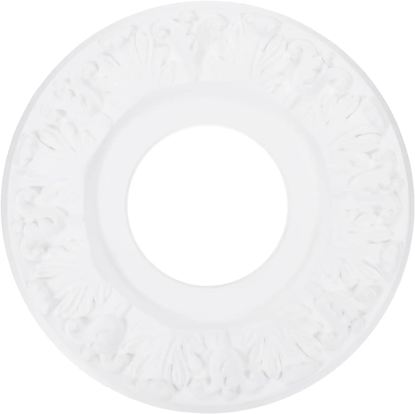 Ceiling Medallion, 10" OD x 4" ID PU Decorative Ceiling Light Medallion Chandelier Medallion 3D Carving Ceiling Light Cover Plate for Ceiling Light Fixtures Fans, White