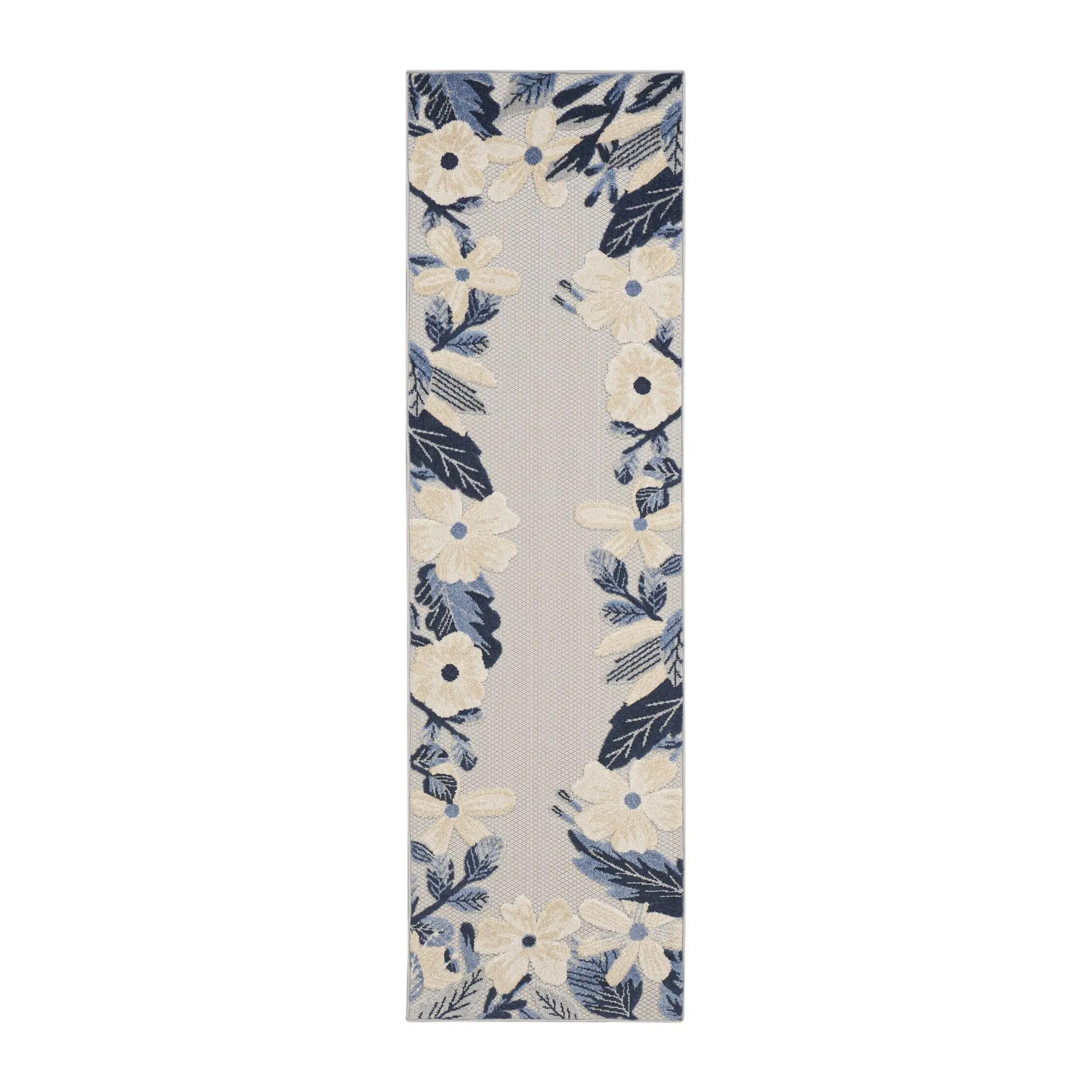 Nourison Home Modern Floral Border Indoor/ Outdoor 2.2 x 7.6 Rug