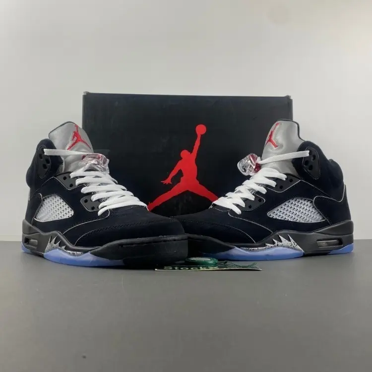 Brand New Sealed High Top Lace-Up Basketball Sneakers, Black Suede Upper, Translucent Blue Outsole, Breathable Mesh, Shock Absorbing Retro Athletic Shoes