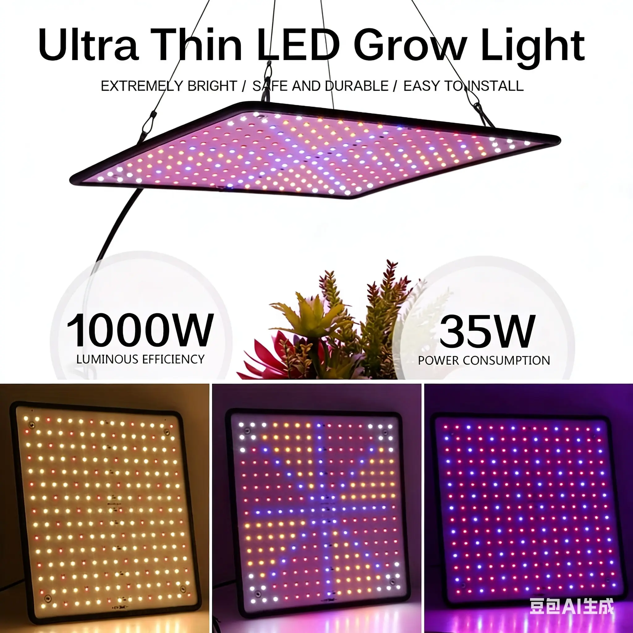225LED full spectrum plant growth lamp Garden Plant Supplies garden greenhouse succulent flower quantum board fill light Grow Lights hanging type suitable for various medium and small plants