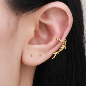Shark dolphin ear clip fish ear bone clip one pair for men and women
