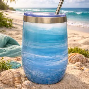 Tide & Toast Coated Metal Tumbler w/ Lid Metal Straw & Straw Cleaner Drinkware Mugs