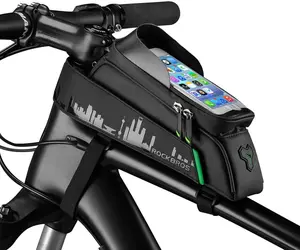 ROCKBROS Bike Phone Mount Bag Waterproof Bike Phone Front Frame Bag Cell Phone Holder Bag for Bicycle Phone Bag Case compatible with Phone under 5.8" or 6.5"