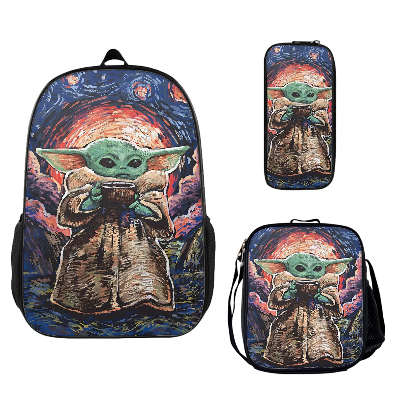 Jujutsu Kaisen Anime Backpack 3-Piece Set, Water Resistant Bookbag with Lunch Box & Pencil Pouch, Perfect Back to School Haul for Teens' First Day of School, Vibrant, Adjustable Padded Straps, Swag Backpacks, Holiday, All Seasons, Camping, Boy, First Day,