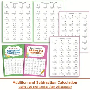 Math Practice Book, 32 Pages for Kindergarten & Grade 1, Includes Vertical Equations, Reorganization Exercises, Home Education Activities, Preschool Learning Materials