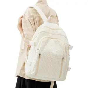 Lightweight Middle School Bag For Teens Girls,Kawaii Backpack For College Students,Aesthetic Bookbag For Women,Cute School Backpack For Women Casual Daypack(Beige)