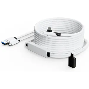 Link Cable 16FT Compatible with Meta Quest 3/2/Pro, Separate USB-C Charging Cable for Power Supply, USB 3.0 to Type-C for VR Headset/Gaming PC