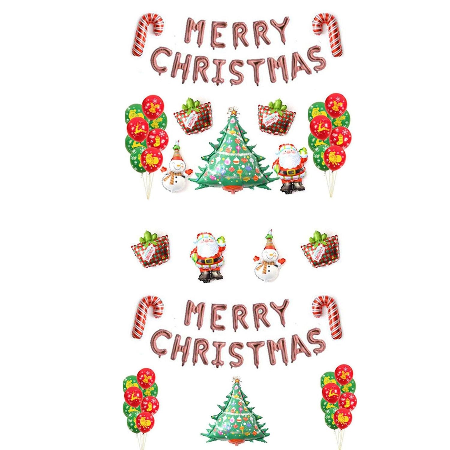 Home Collection Christmas Party Balloons Banner Set Santa Claus Xmas Tree