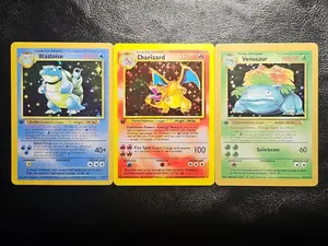 High quality Holographic 1st edition Charizard Blastoise Venusaur Custom Handmade Card With pro case with fast shipping