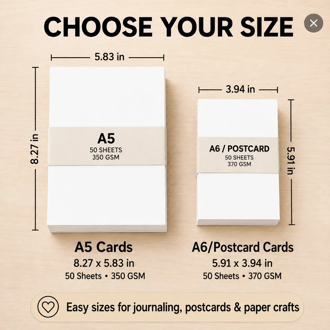 50 Sheets Premium White Cardstock Paper for Junk Journal, Scrapbooking & DIY Crafts, Thick Heavyweight Craft Paper for Sticker Scenes, Journal Backgrounds, Card Making and Creative Projects, A5 & A6 Size
