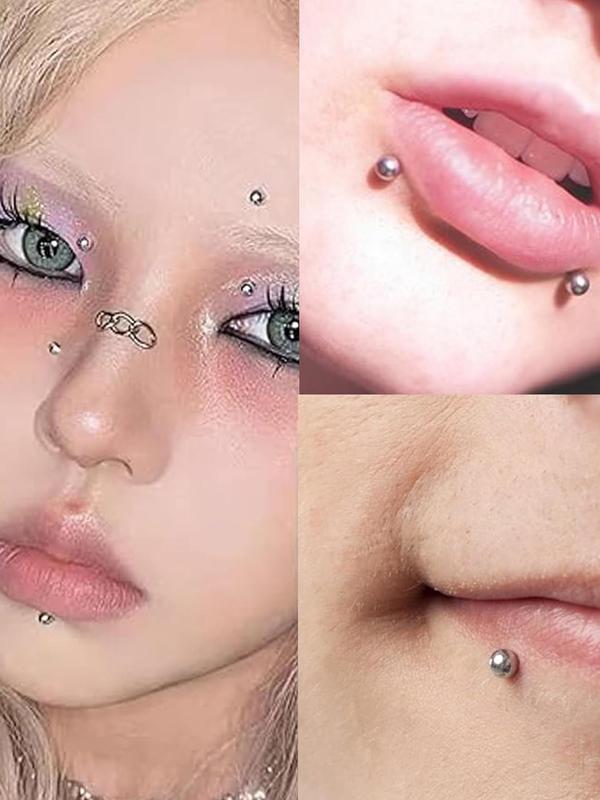 Fake Piercing Jewelry, 664pcs Fake Lip Ring Nose Stud Set, Body Piercing Kit, Eyebrow Piercing Jewelry, Fashionable Body Jewelry for Women & Men, Trendy All-match & Exquisite Jewelry for Birthday Gift
