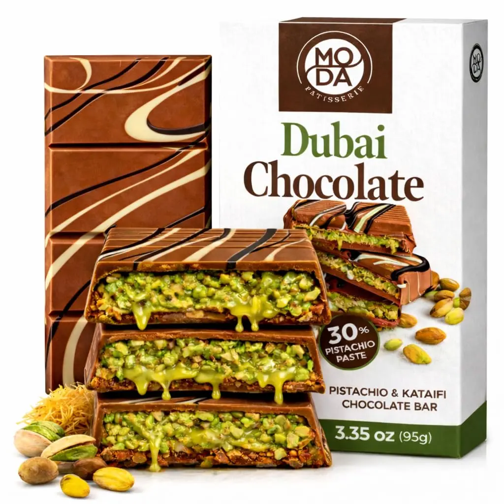 Dubai Chocolate Bar with Pistachio and Cruncy Kadaifi | Viral Dubai Chocolate | Milk Chocolate - Pistachio 3.35 oz (95g)