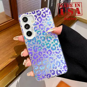 Cyber Leopard Patterned Phone Case Compatible with Galaxy S23 Ultra S24 Plus S25 S22+ Shockproof Drop Protection Durable PC Smartphone Cover Cellphone Protective