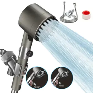 High Pressure shower  Head withHandheld,HighFlow Even with LowWater Pressure-Hand HeldShowerheadSet,3 Modes Filtered ShowerheadwithReplacement Hose/Bracket/CottonFilters,Detachable SprayMode,Gray,Springtok bathroom  shower equipment Waterfall Brush