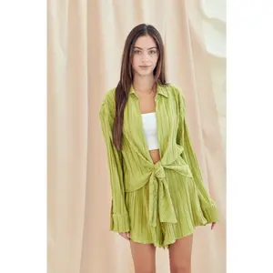 Accordion Elastic Waist Shorts