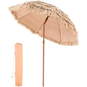 VEVOR Tiki Umbrella,Thatched Patio Umbrella with Tilt, Hawaiian Style Beach Parasol with Durable PP Thatch Grass Pool Umbrellas for Beach, Patio, Poolside, Backyard & Garden
