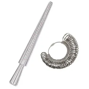Metal Ring Sizer Guage Mandrel Finger Sizing Measure Stick Standard Jewelry Tool