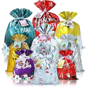 20PCS Christmas Gift Bags, Assorted Sizes Christmas Bags for Gifts, 9 Style Holiday Reusable Santa Gift Bags for Gift Wrapping Decorations Party Favors