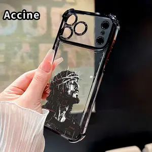 Electroplated Four Corner Anti-Fall Jesus Son Of God Christian Pattern Phone Case for iPhone 17 16 Pro Max 15 Plus 14 13 12 11 E Air Shockproof Transparent Protective Cover