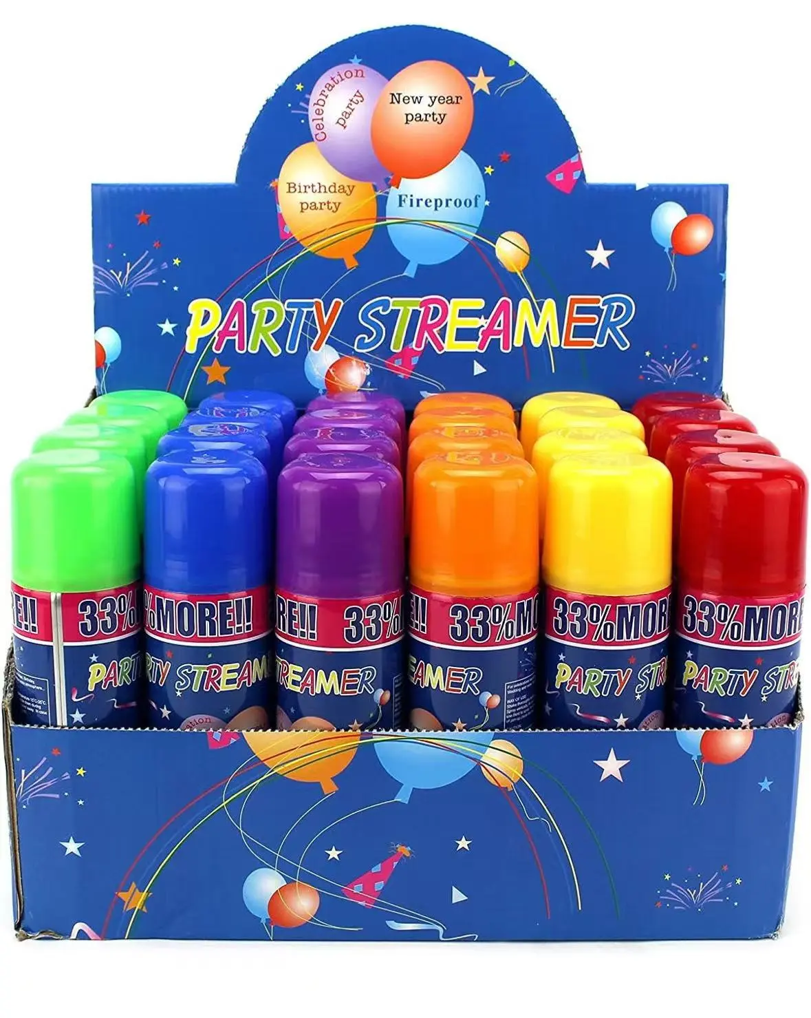 24 pcs Pack of Fun Party Streamer Spray String In A Can for Children's Parties, Party Supplies Perfect For Kid's Parties/Events
