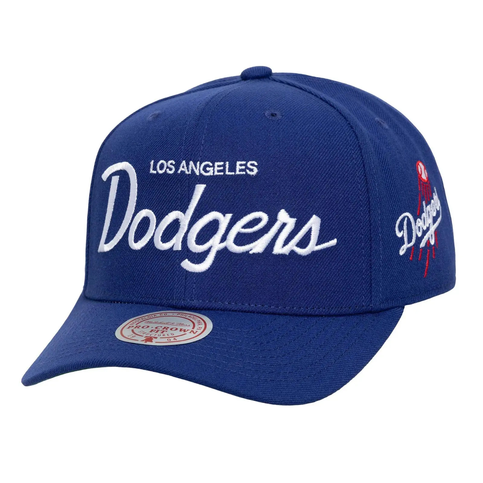 Los Angeles Dodgers Royal Head Coach Pro Crown Snapback Hat MLB Throwback Cap Adjustable Fan Gear Mitchell & Ness