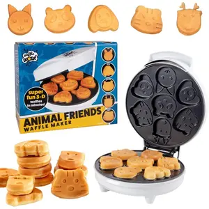 Waffle Wow!   Waffle Maker - 7 Cute  Shapes, Nonstick Mini Electric Waffler for  Breakfast & Parties- Quick Heat Easy Release, Compact Storage, Family Fun, Includes Recipe Guide