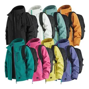 Men’s windproof jacket — thin casual hooded dopamine-style jacket for autumn/winter outdoor sports like hiking; windproof and waterproof mountaineering clothing; windbreaker
