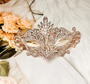 Masquerade Mask Luxury Crystal, Rhinestone Eye Gold Mask, Elegant Party Mask, Birthday, New Year, Theatrical, Mardi Gras, Wedding, Prom